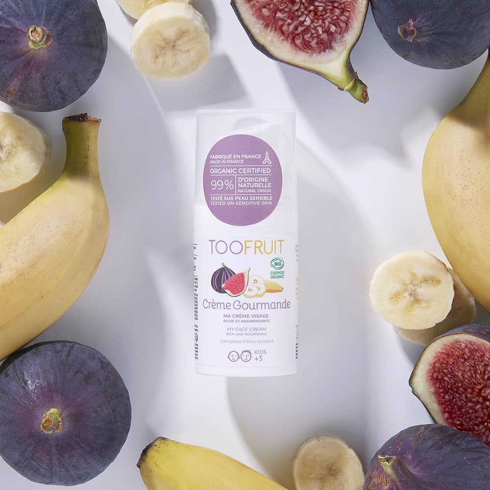 TOOFRUIT Gourmet Cream Gesichtscreme – 30ml, Spender mit Bananen und Feigen