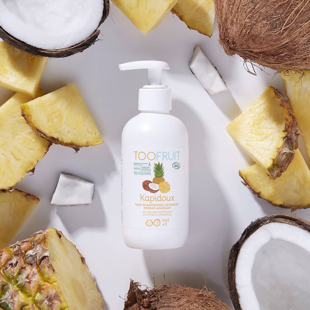 TOOFRUIT Kapidoux Ananas-Kokos -Shampoo – 200ml, Pumpspender mit Ananas und Kokosnuss