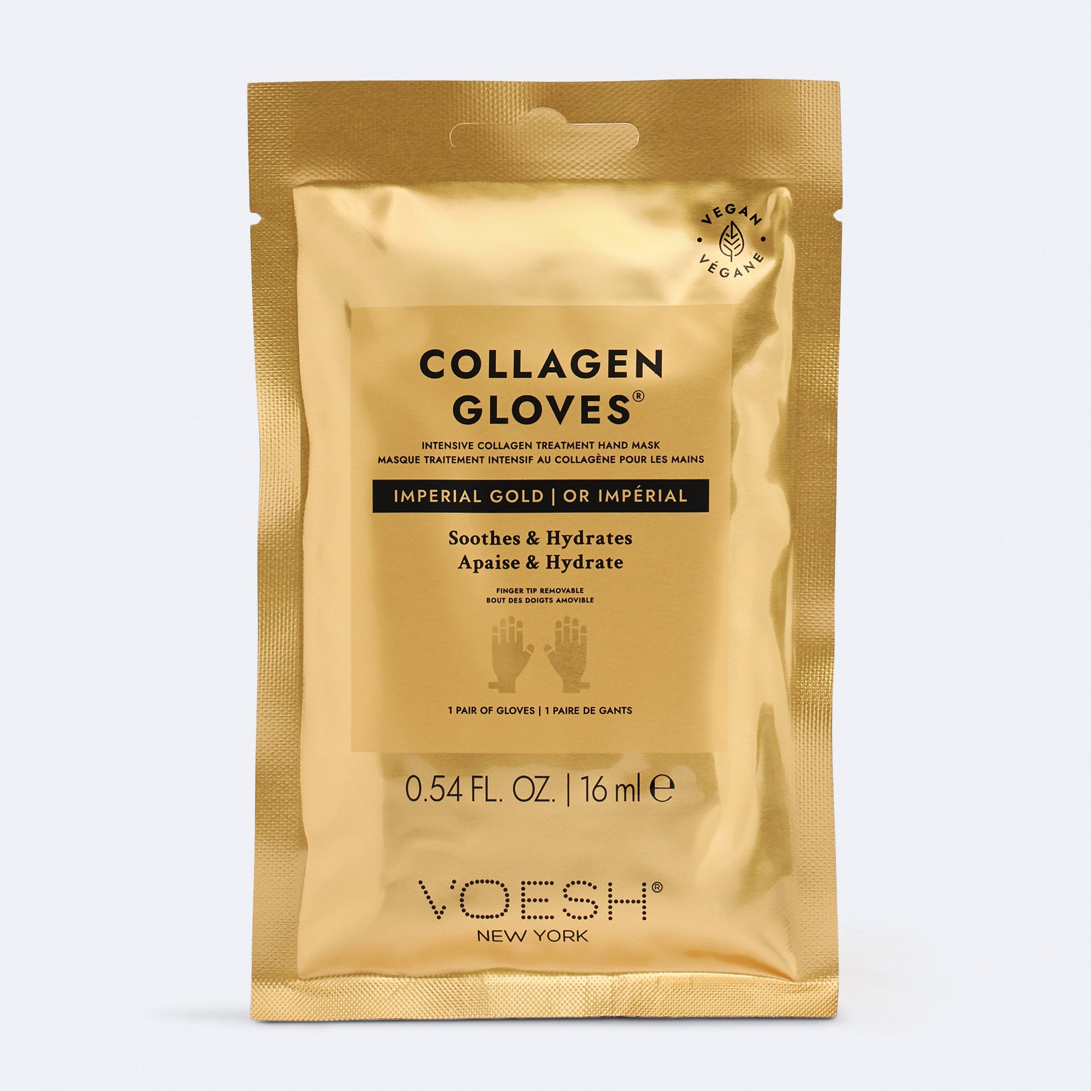 VOESH Collagen Gloves Imperial Gold – luxuriöse Handmaske mit Kollagen, 1 Paar, Verpackung