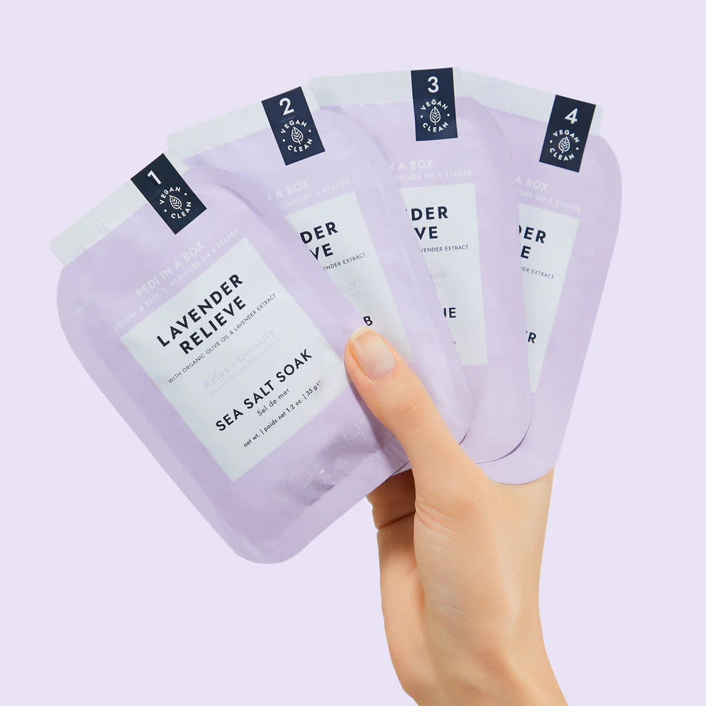 VOESH Pedi Moments - Lavender Relieve – 1Stk, Hand hält Einzelsachets