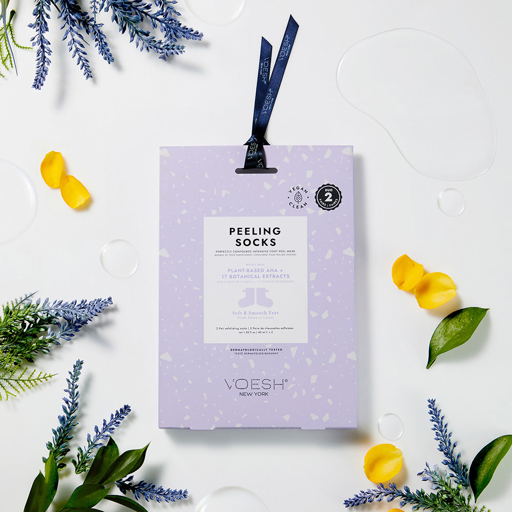 VOESH Peeling Socks Duo – 2Paar, Umkarton mit Lavendelblüten