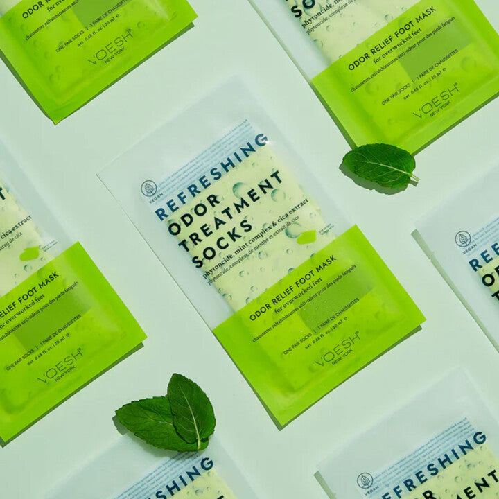 VOESH Refreshing Odor Treatment Socks – 1Paar, Sachets mit Minzblättern