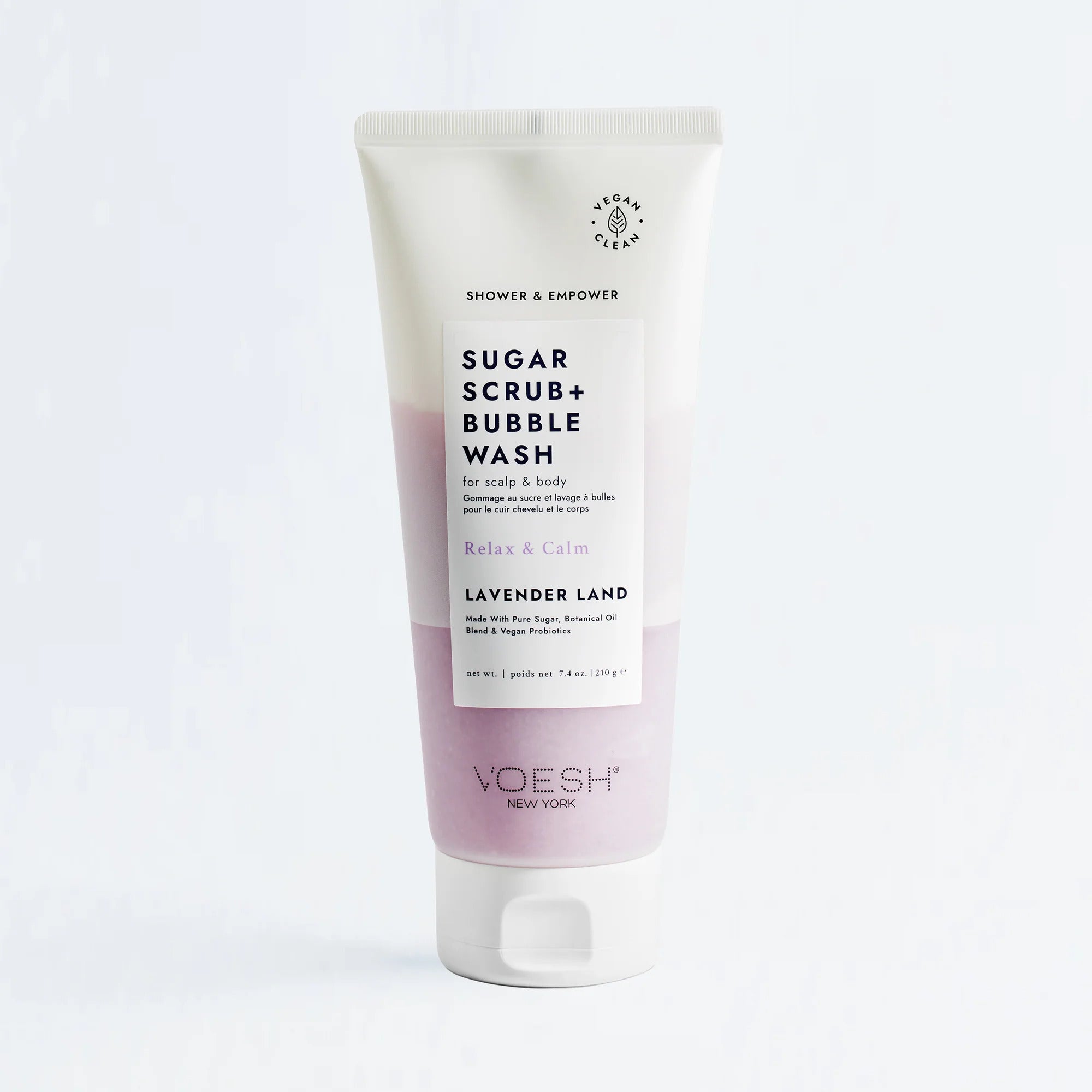 VOESH VOESH Sugar Scrub + Bubble Wash For Scalp and Body - Lavender Land, 210g, Tube