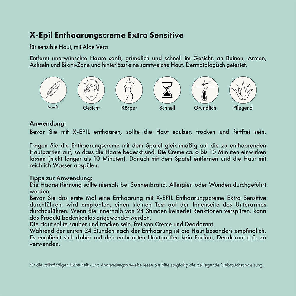 X-EPIL Enthaarungscreme Extra Sensitiv , 100ml, Gebrauchsanweisung