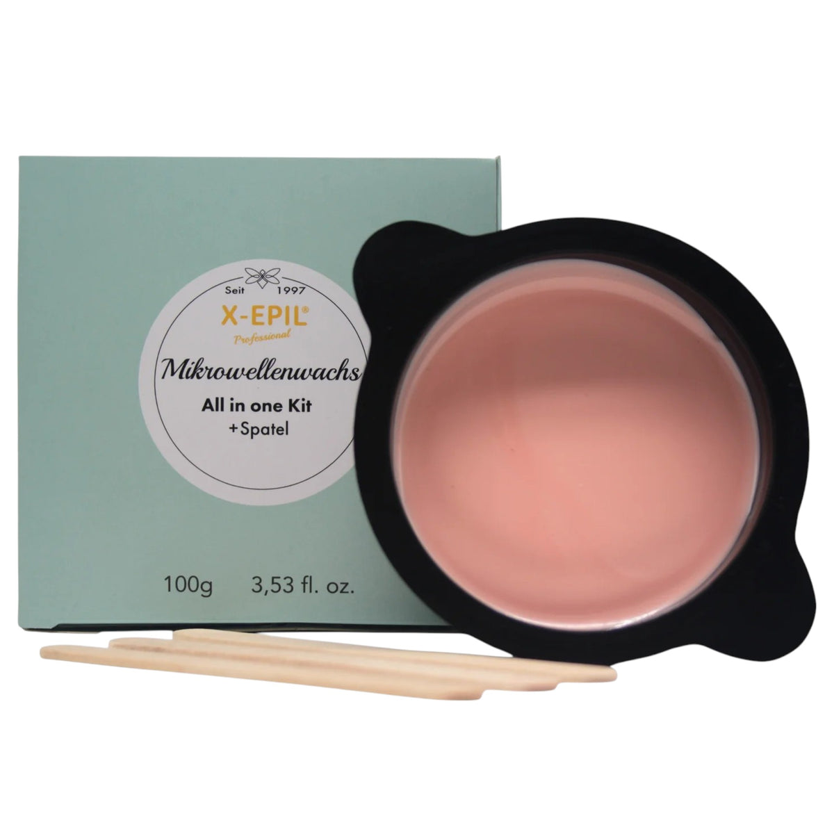 X-EPIL Microwave Wax All in One Kit – für raue Haut, 100g, Umkarton Spatel und Wachskasserole