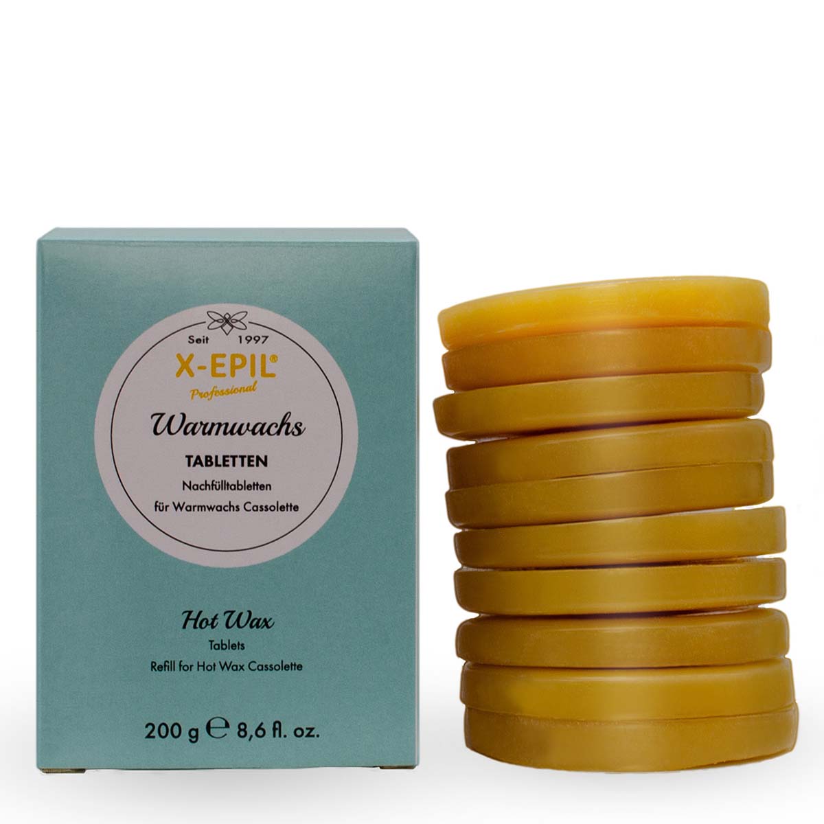 X-EPIL Warmwachs Nachfülltabletten für Cassolette, 10x20g, Wachstabletten und Umkarton
