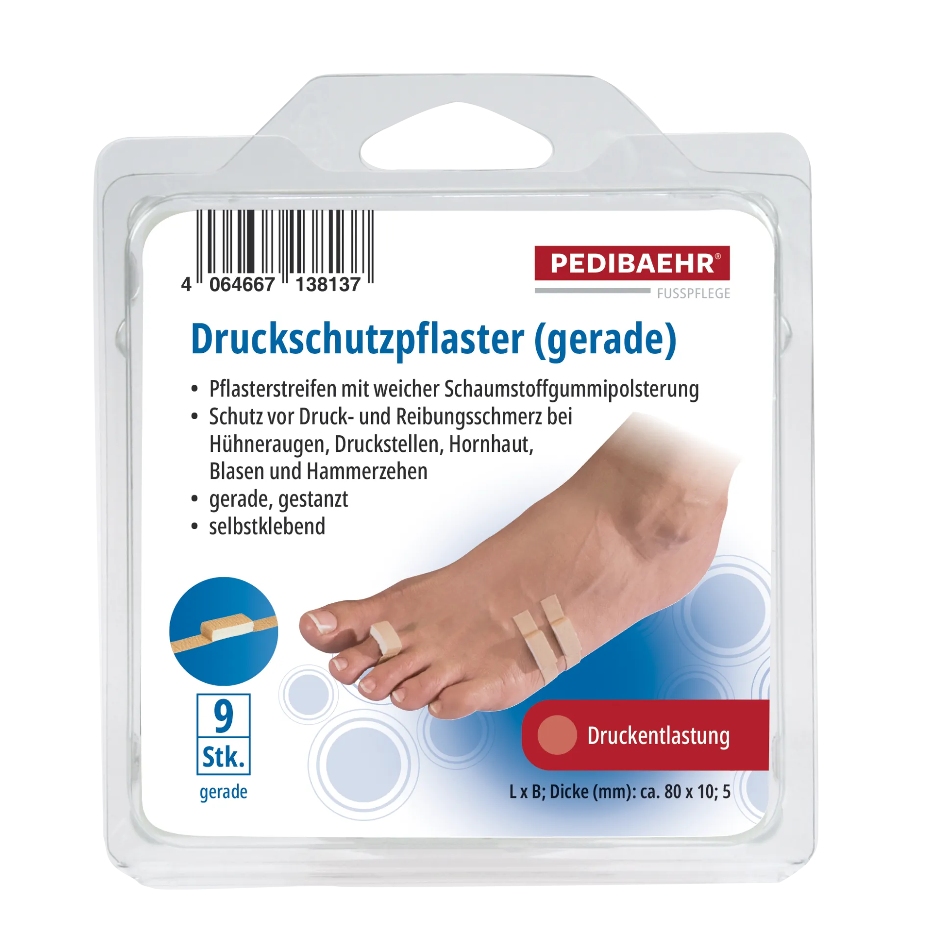 PEDIBAEHR Druckschutzpflaster, 1 Pack (9 Stk.)