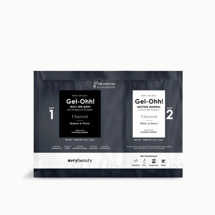 AVRYBEAUTY Gel-Ohh! Jelly Spa Bath - Charcoal – Erfrischendes Detox-Fußbad mit Aktivkohle, Zitronengras &amp; Ingwer – für pure Frische und Tiefenreinigung, 100gr.