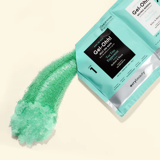 AVRYBEAUTY Gel-Ohh! Jelly Spa Bath - Tea Tree Peppermint – Klärendes Jelly-Fußbad mit Teebaumöl &amp; Pfefferminze – desinfizierend, lindernd und erfrischend, 100gr., 1