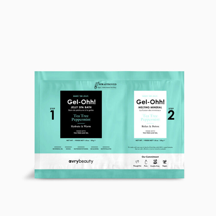 AVRYBEAUTY Gel-Ohh! Jelly Spa Bath - Tea Tree Peppermint – Klärendes Jelly-Fußbad mit Teebaumöl &amp; Pfefferminze – desinfizierend, lindernd und erfrischend, 100gr.