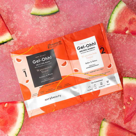 AVRYBEAUTY Gel-Ohh! Jelly Spa Bath - Watermelon Sugar – Erfrischendes Jelly-Fußbad mit Wassermelonen-Extrakt – schützend, vitalisierend &amp; voller Sommer-Feeling, 100gr., 1