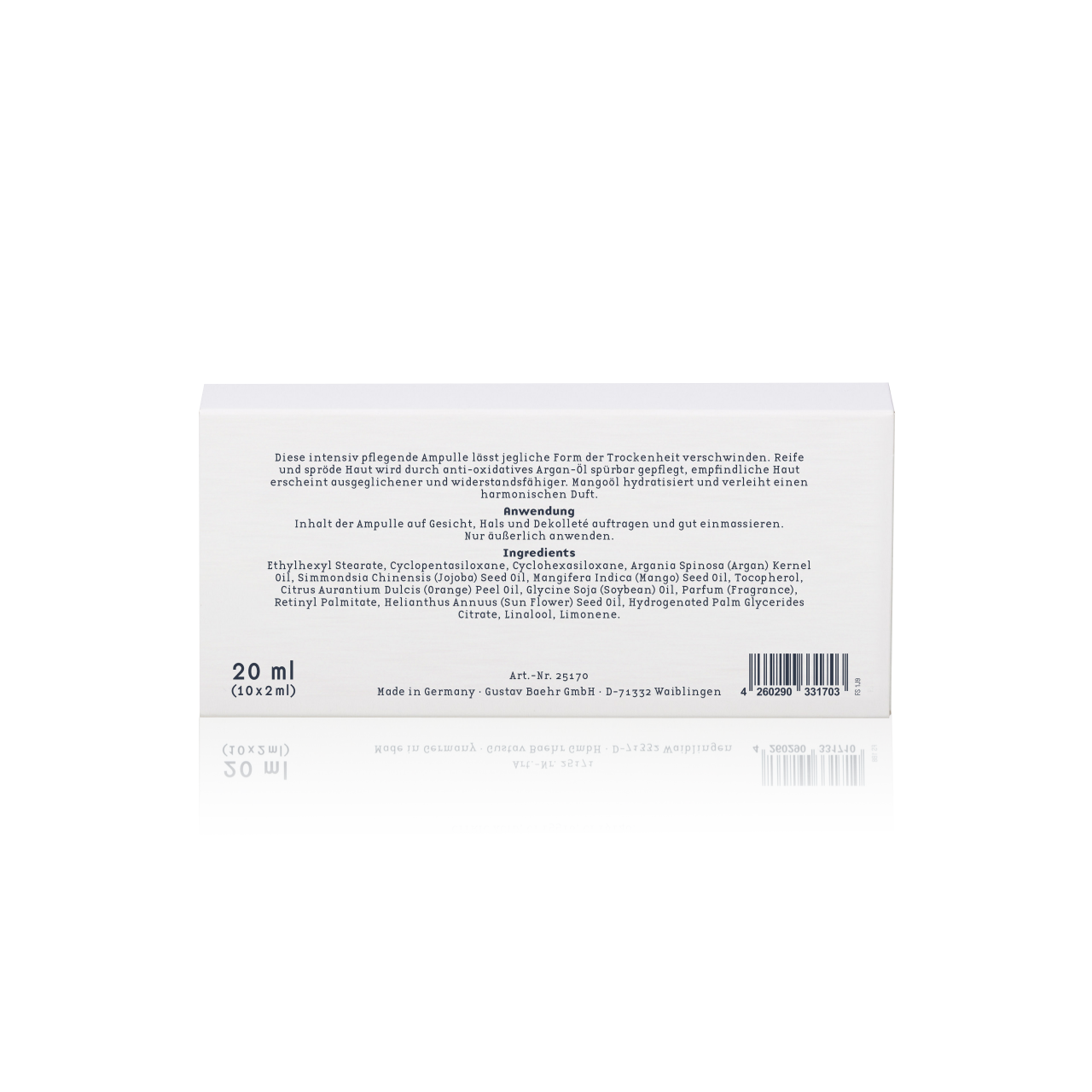 BAEHR beauty concept Ampulle Argan-Oil , 10x2ml, Umkarton Rückseite