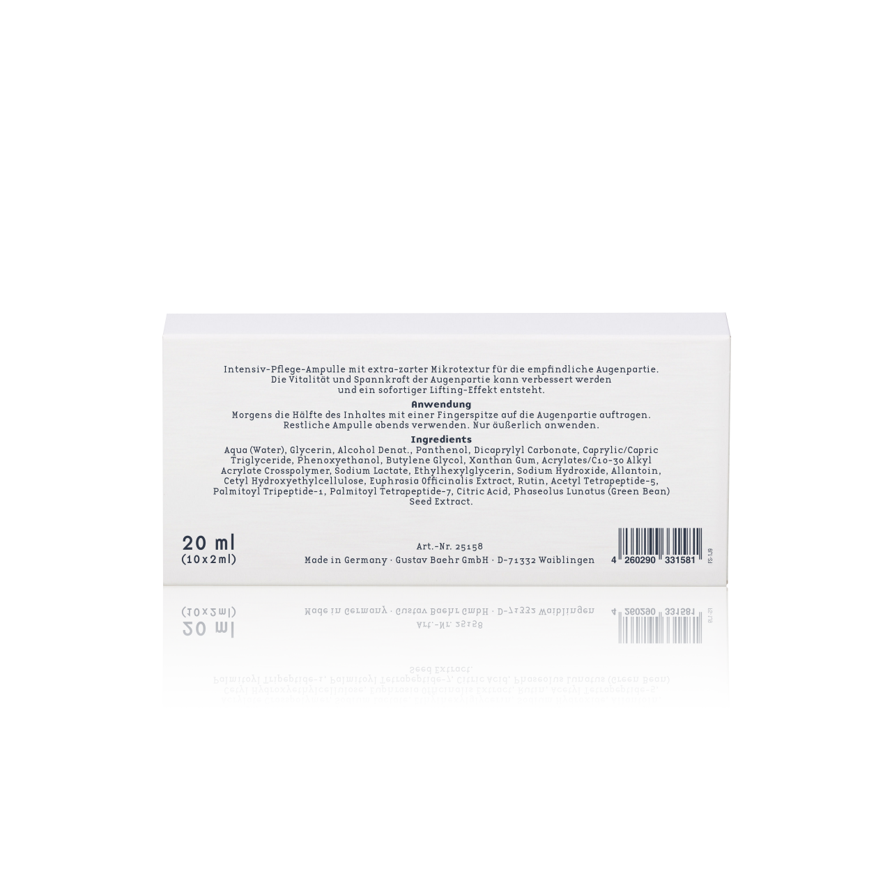 BAEHR beauty concept Ampulle Augen Intensiv-Lifting , 10x2ml, Umkarton Rückseite