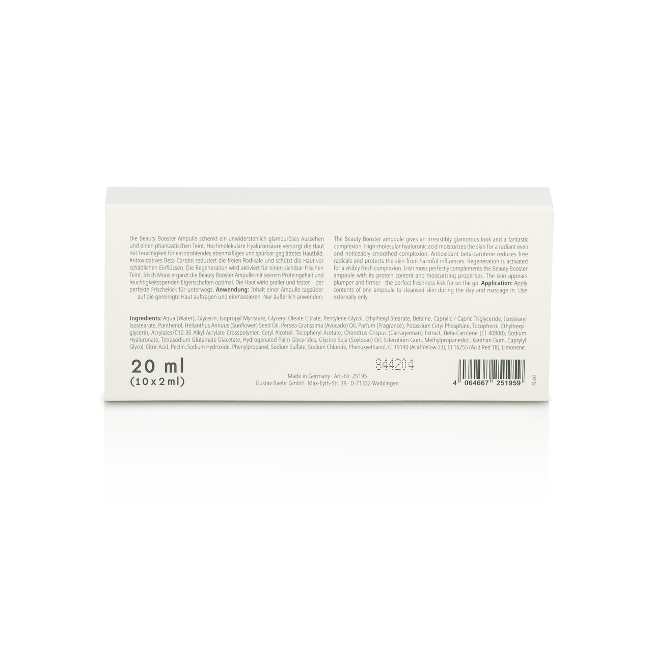 BAEHR beauty concept Ampulle Beauty Booster, 10x2ml, Umkarton Rückseite