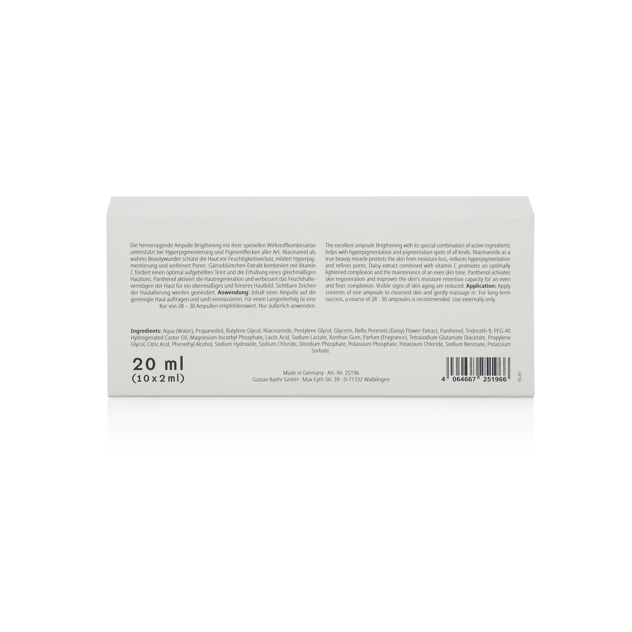 BAEHR beauty concept Ampulle Brightening, 10x2ml, Umkarton Rückseite