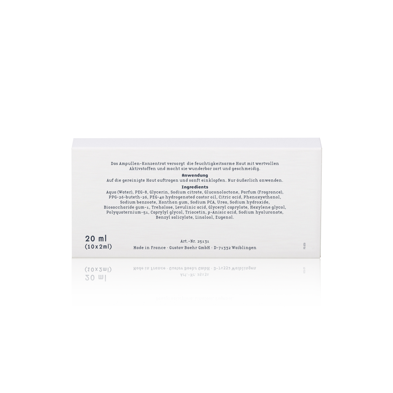 BAEHR beauty concept Ampulle Feuchtigkeit , 10x2ml, Umkarton Rückseite