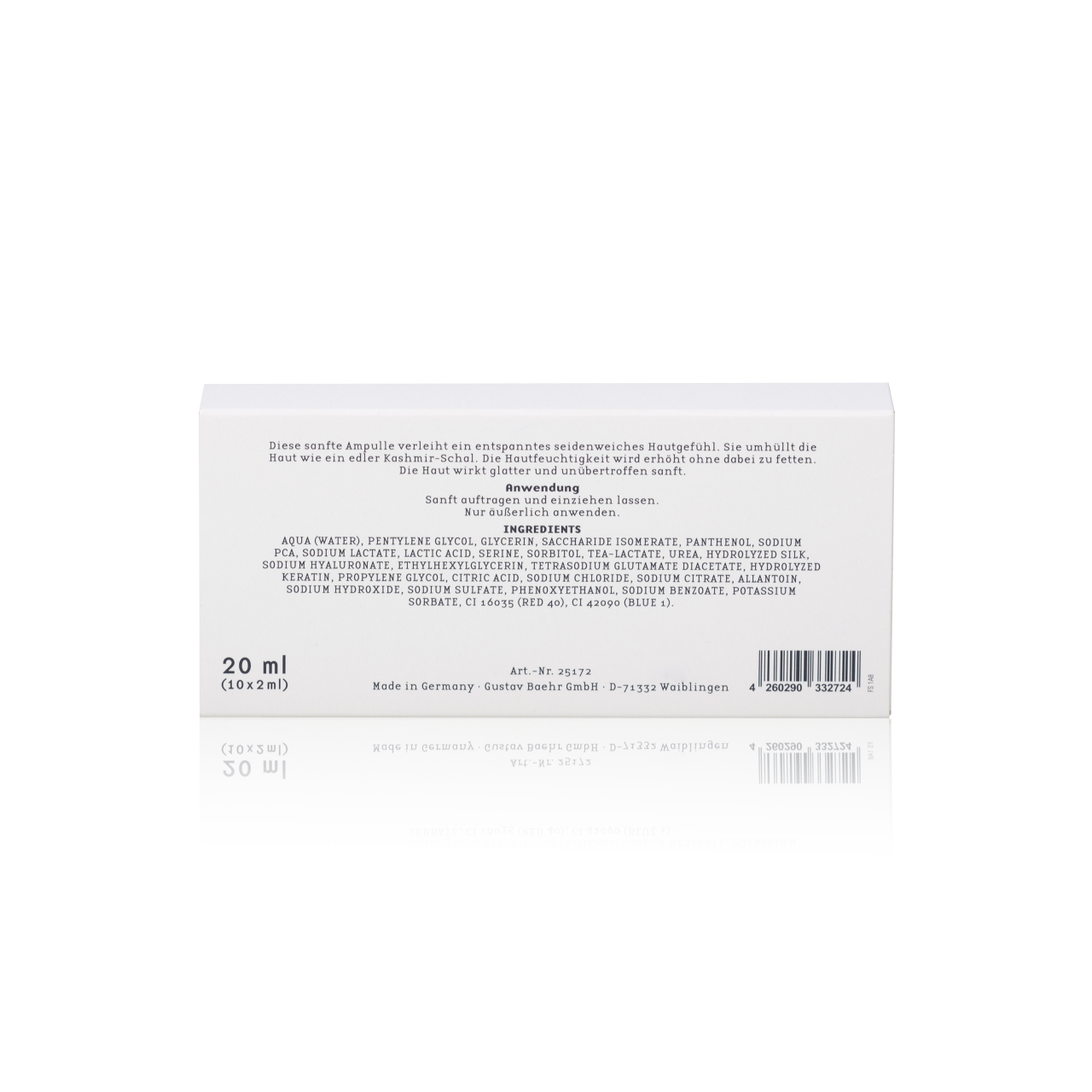 BAEHR beauty concept Ampulle Kashmir , 10x2ml, Umkarton Rückseite