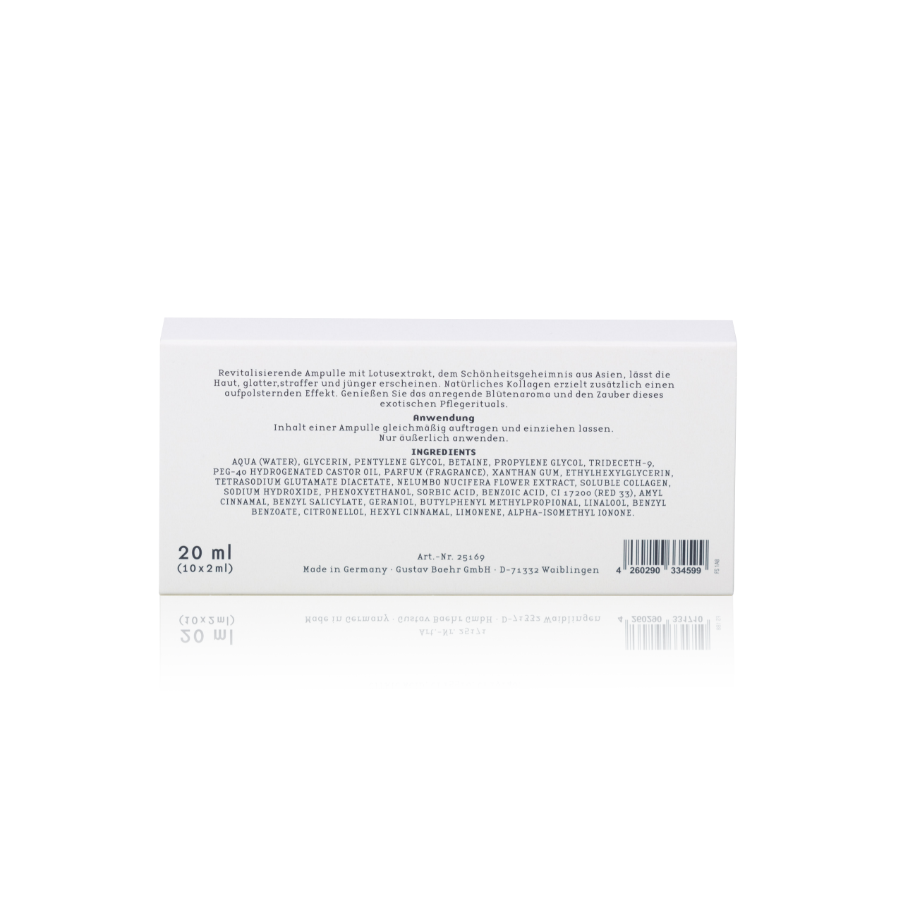 BAEHR beauty concept Ampulle Lotus-Flower, 10x2ml, Umkarton Rückseite