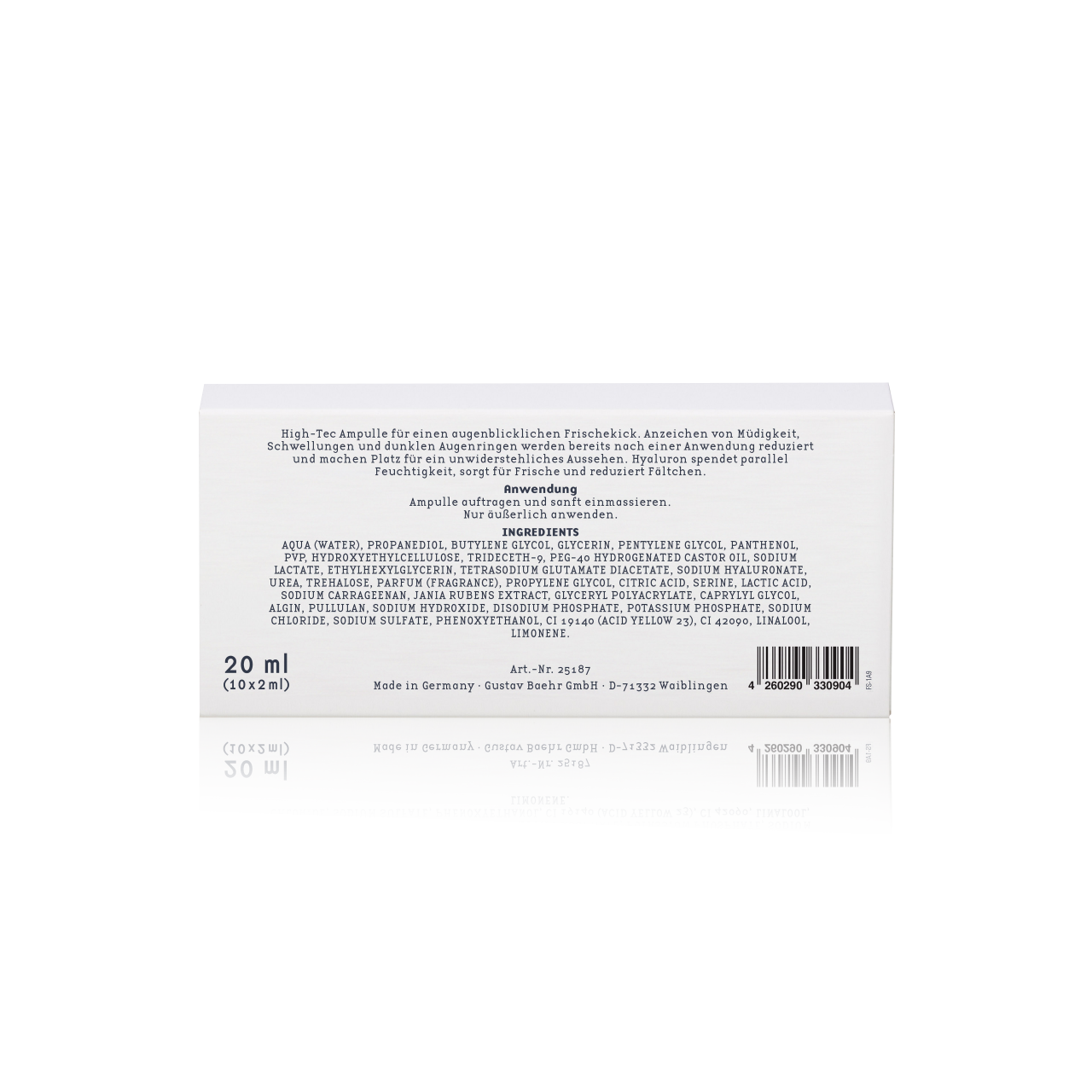 BAEHR beauty concept Ampulle Power Energy, 10x2ml, Umkarton Rückseite