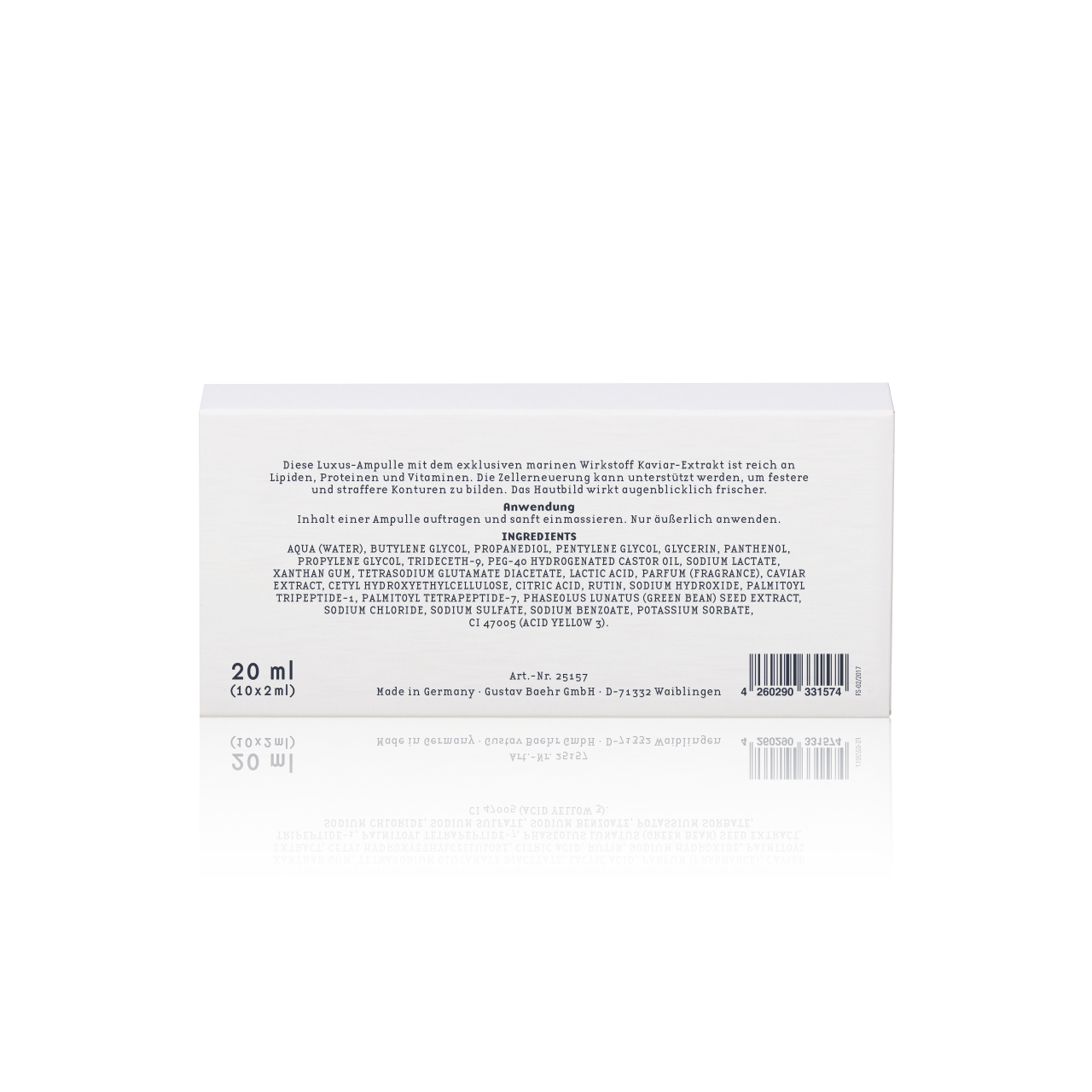 BAEHR beauty concept Ampulle Royal Caviar , 10x2ml, Umkarton Rückseite