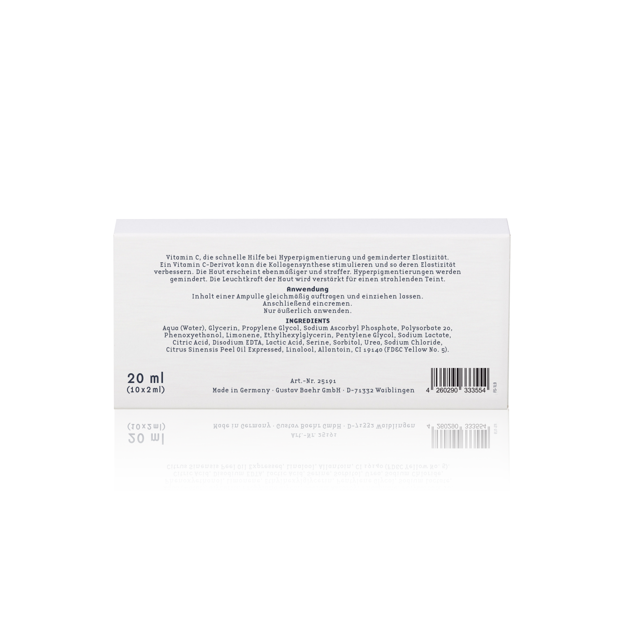 BAEHR beauty concept Ampulle Vitamin C , 10x2ml, Umkarton Rückseite