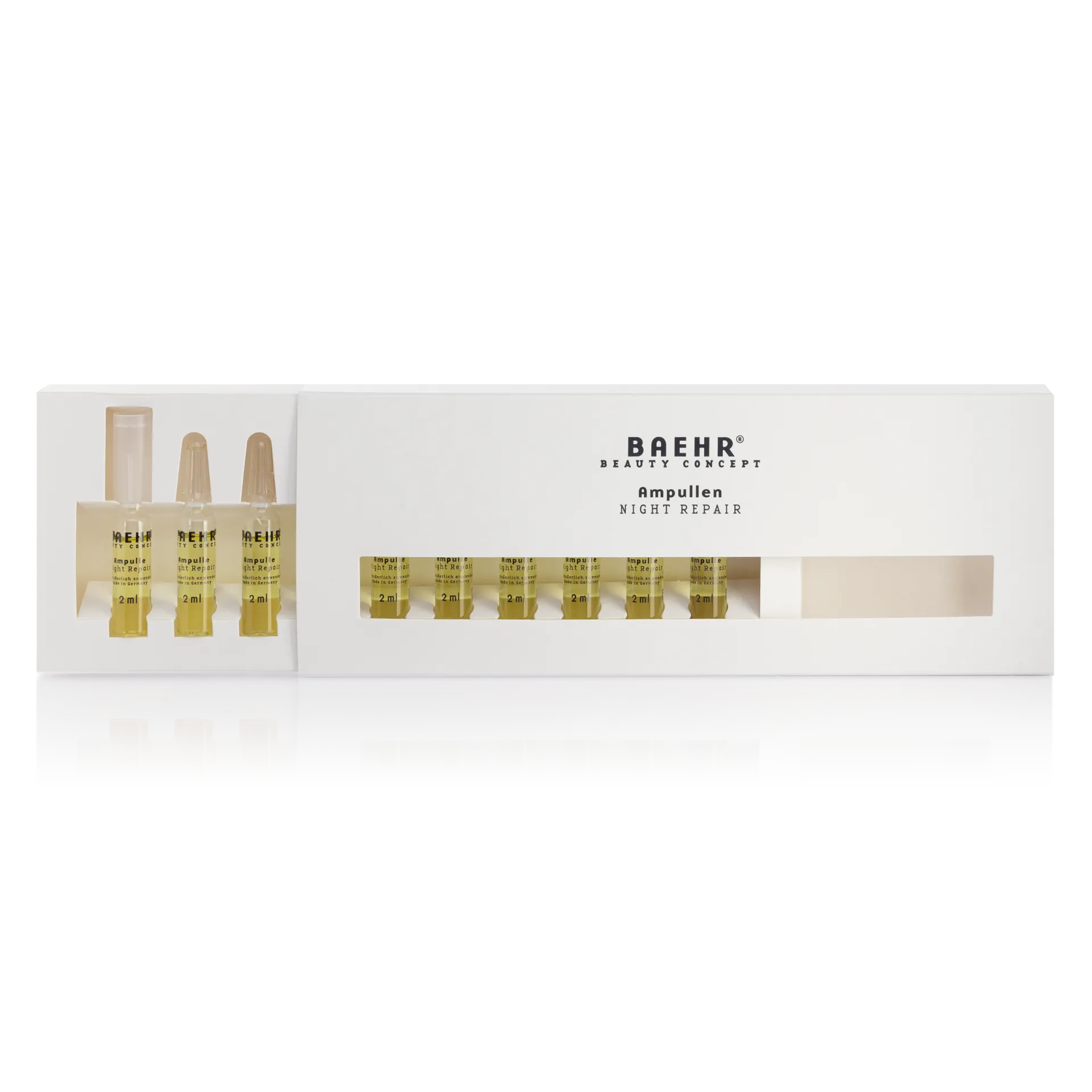 BAEHR beauty concept Ampullen Night Repair  – für ein frisches Hautbild am Morgen, 10x2ml, Umkarton offen