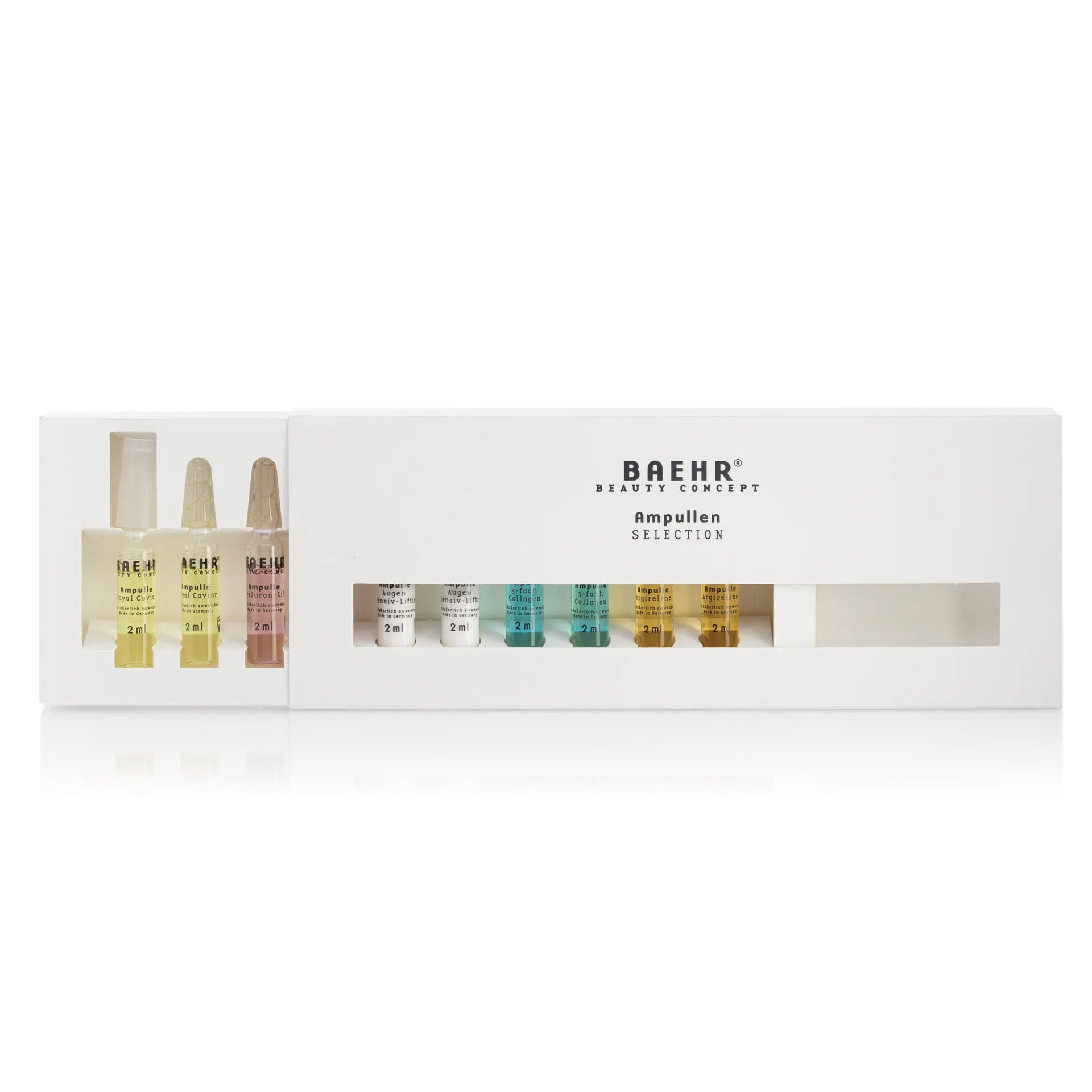 BAEHR beauty concept Ampullen Selection – 5 Pflege-Highlights für unterschiedliche Hautbedürfnisse, 10x2ml, Faltschachtel offen