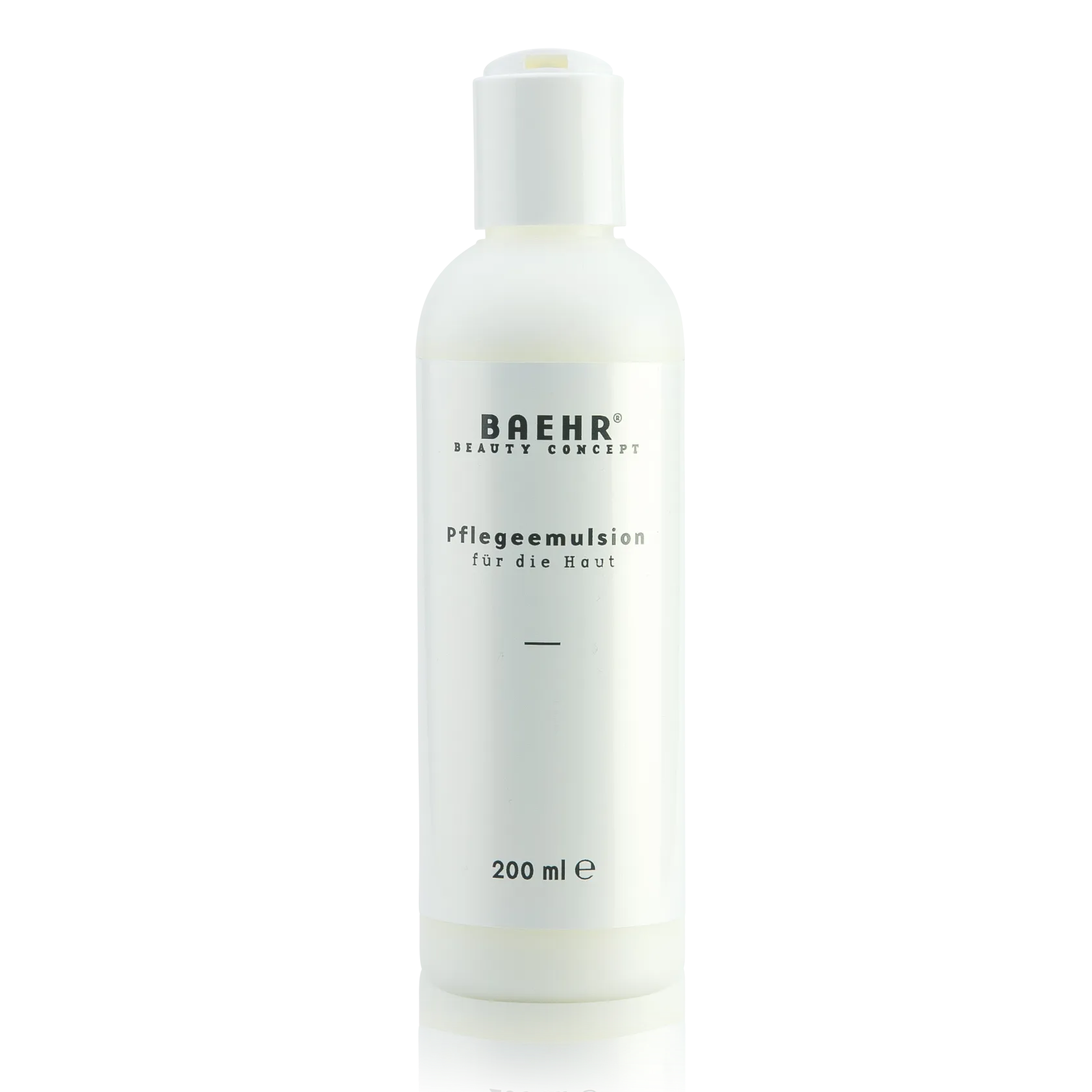 BAEHR beauty concept Pflegeemulsion – kühlende Spezialpflege nach der Depilation, 200ml, Flasche offen