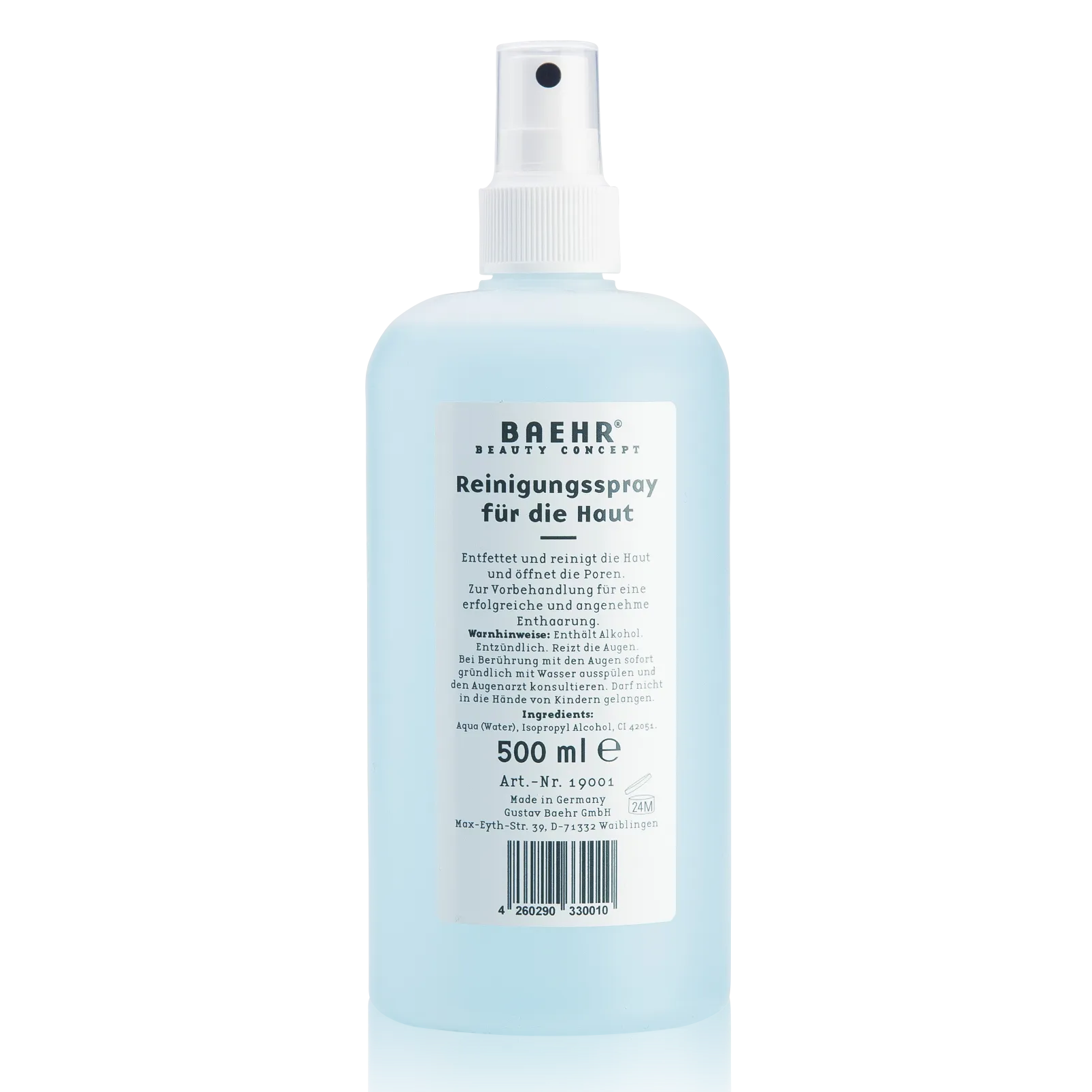 BAEHR beauty concept Reinigungsspray – Vorbereitung vor der Depilation, 500ml