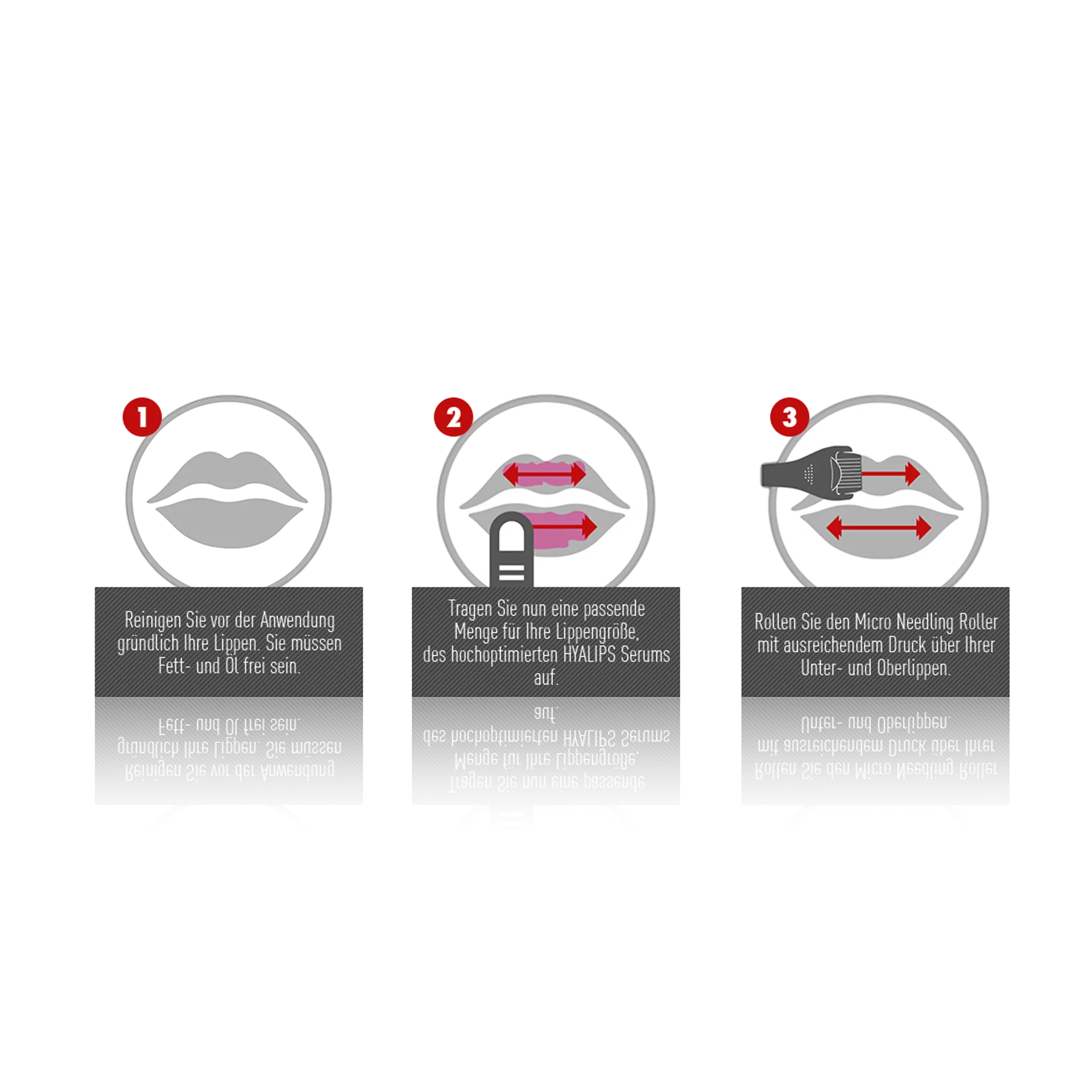 BAEHR BEAUTYLINES Hyalips mit Liperfection, 1set, grafische Darstellung der Anwendung