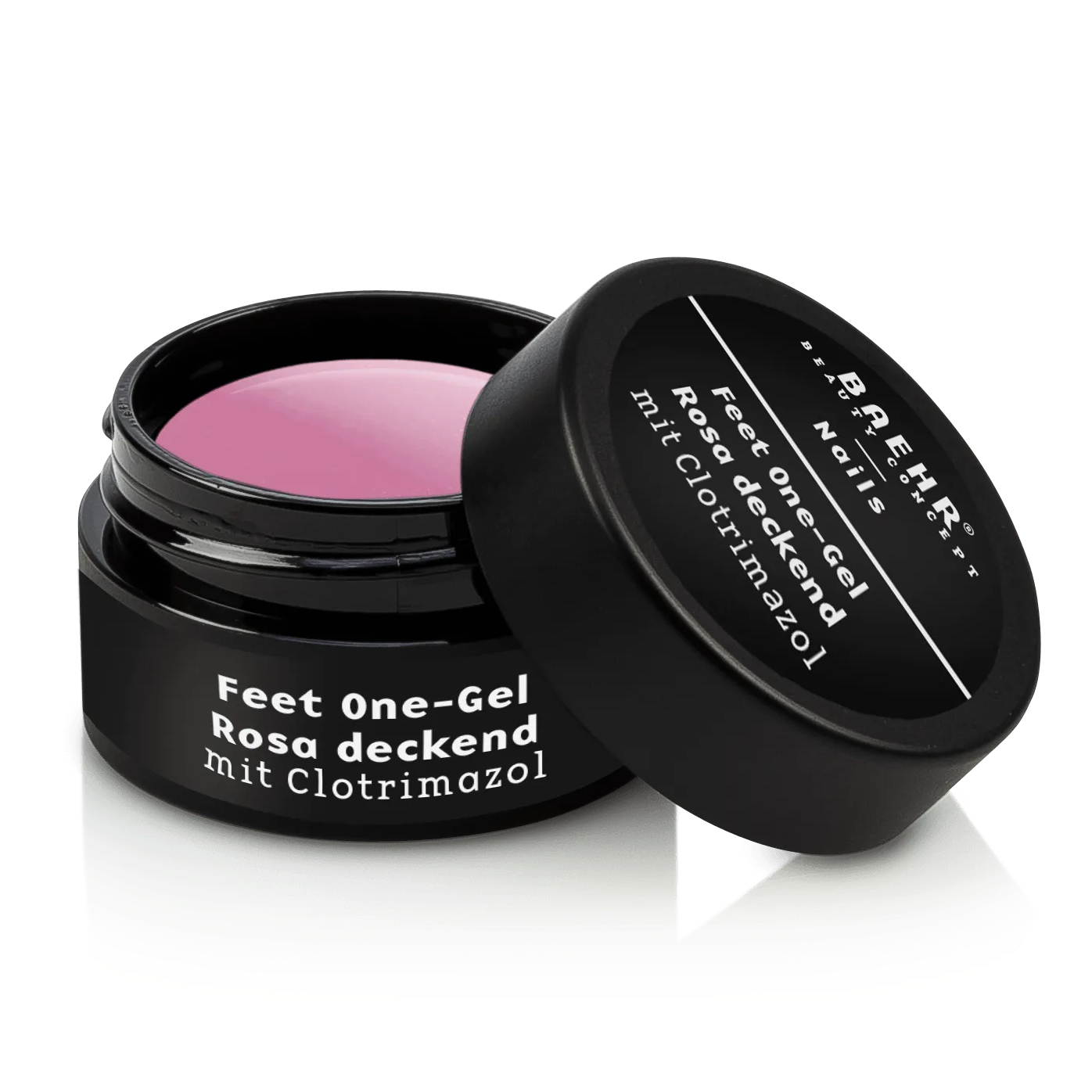 BAEHR Feet One-Gel mit Clotrimazol rosa deckend – Elastisches Ein-Phasen-Fußnagelgel, 15ml, Dose offen