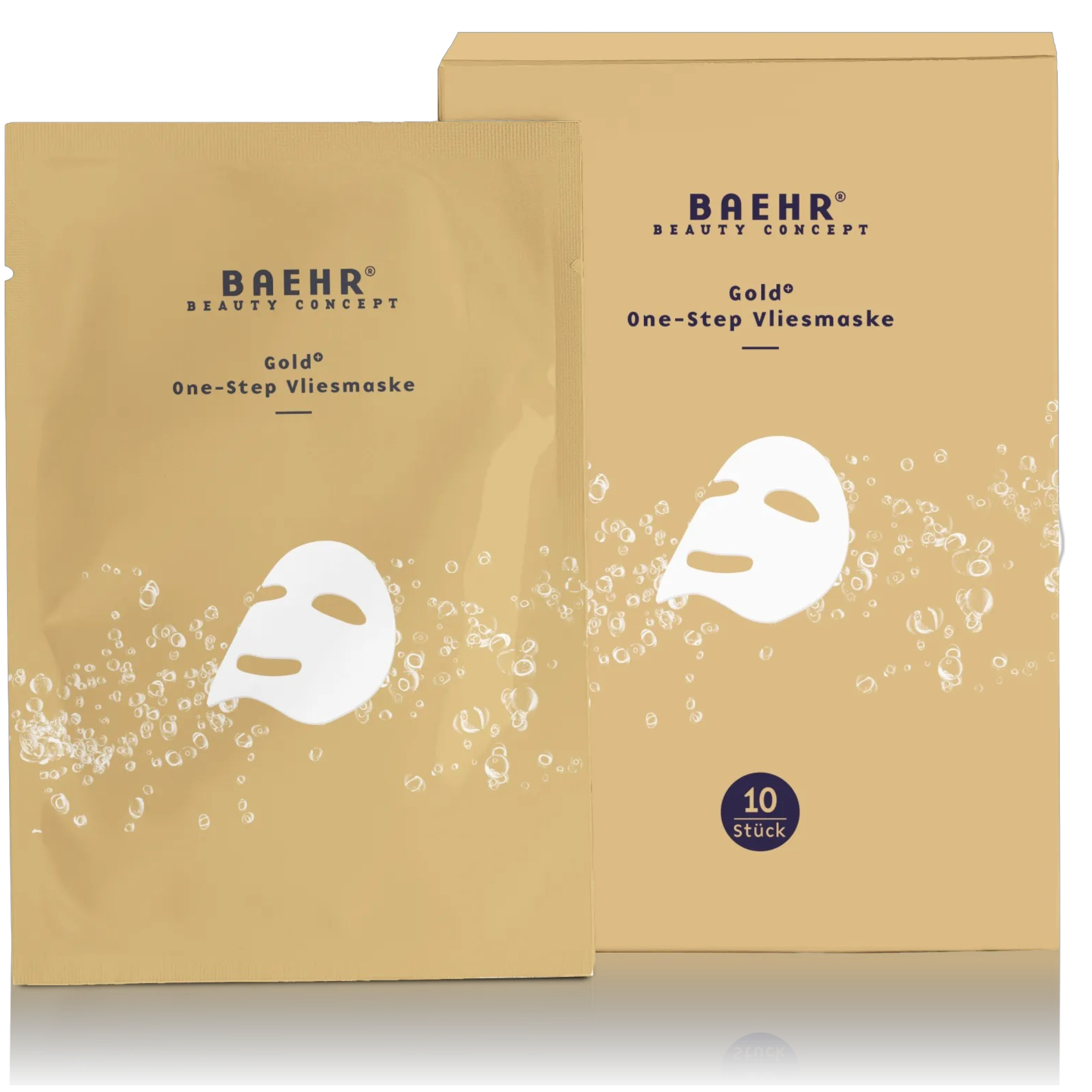 BAEHR Gold+ One-Step Vliesmaske – für einen strahlenden Glow, 10Stück, Sachet und Umkarton
