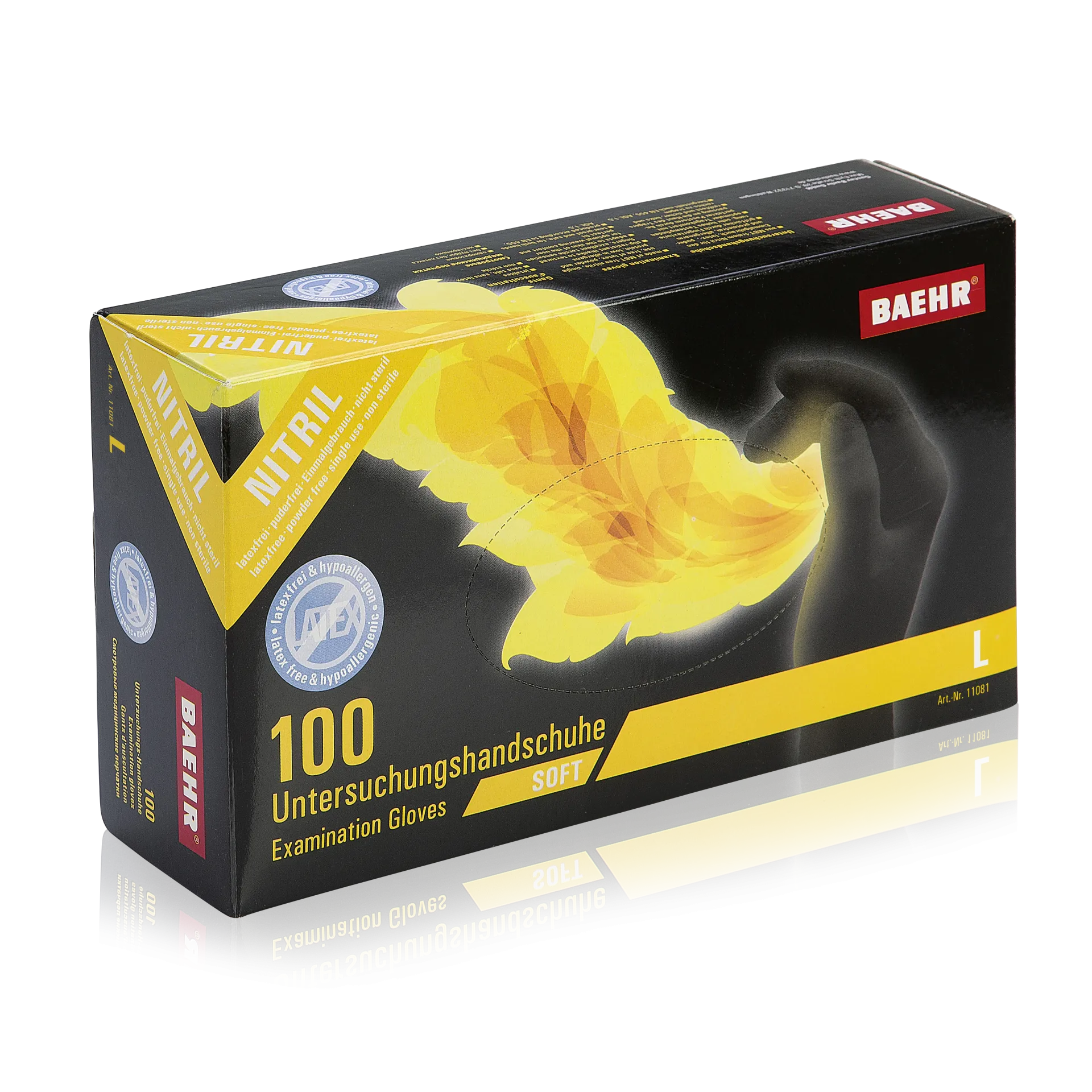 BAEHR Handschuhe Nitril schwarz, latexfrei Größe L, 100stk, Umkarton