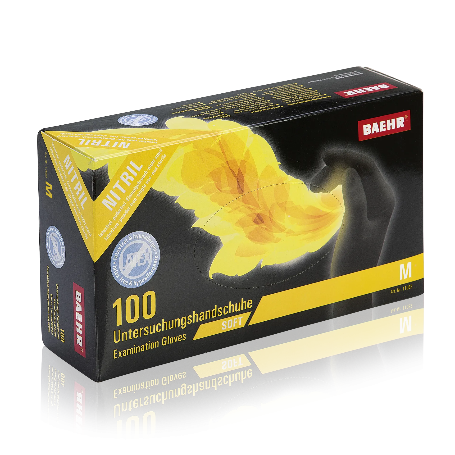 BAEHR Handschuhe Nitril schwarz, latexfrei Größe M, 100stk, Umkarton