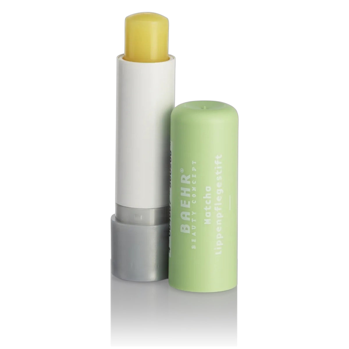 BAEHR Lippenpflegestift mit Matcha-Extrakt LSF 20 – für trockene Lippen, 4-7g, offen