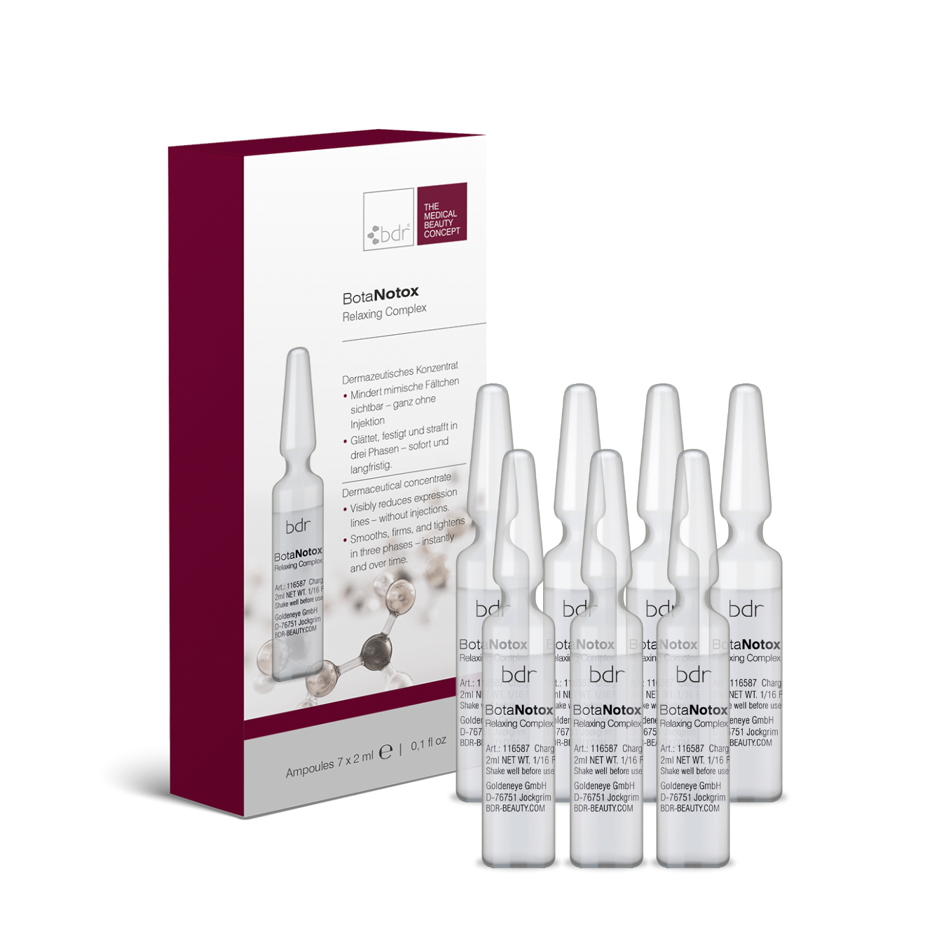 BDR MEDICAL BEAUTY BotaNotox Relaxing Complex – Anti-Falten Pflege, 7x2ml, Ampullen und Umkarton