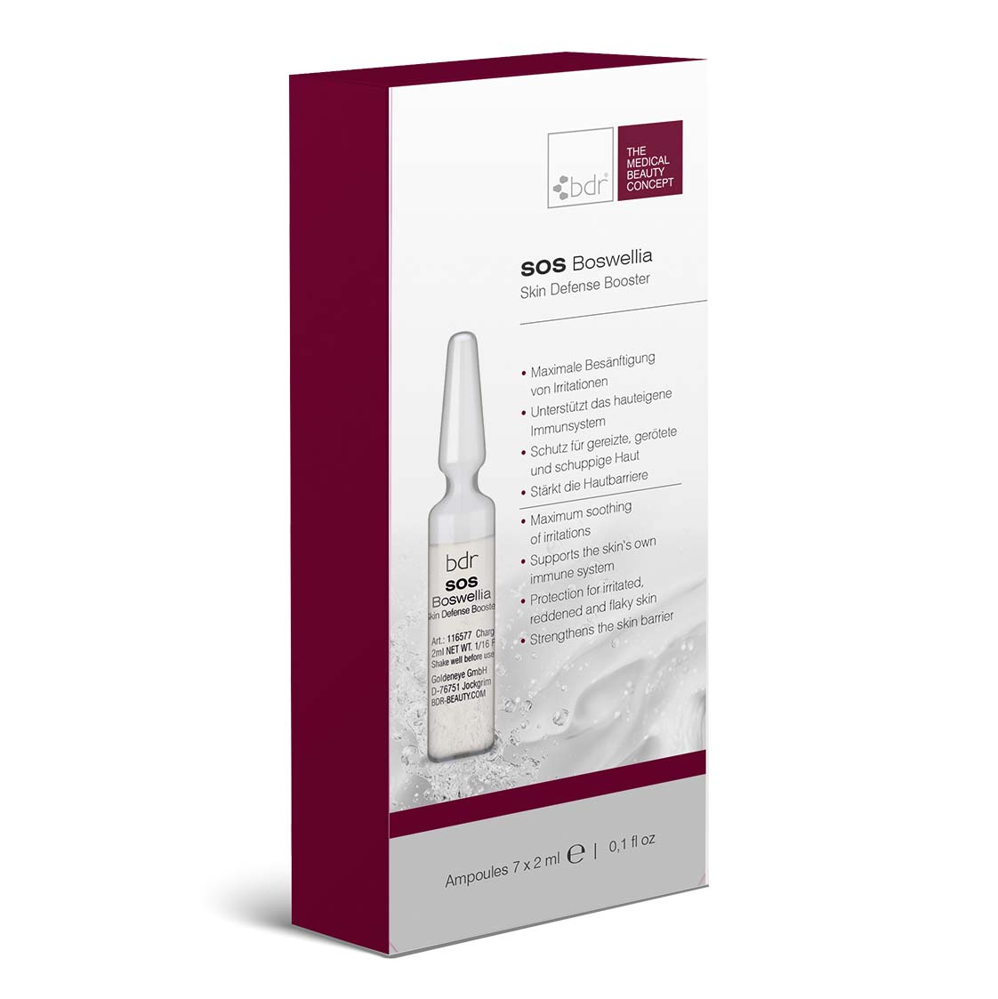 BDR MEDICAL BEAUTY SOS Boswellia Ampullen  – gegen Rötungen und Reizungen, 7x2ml, Umkarton
