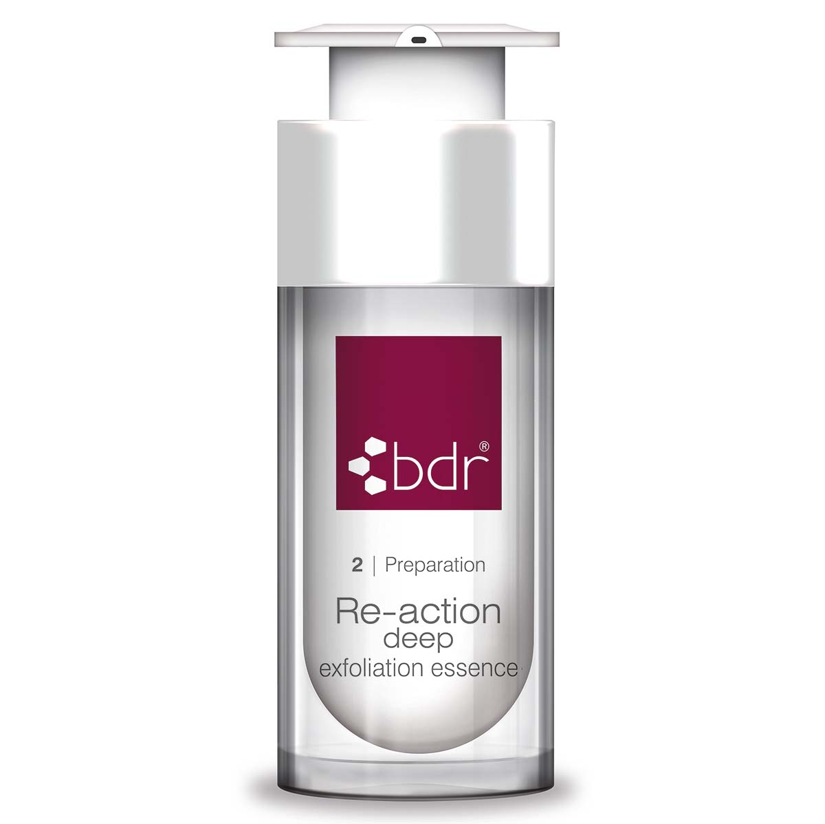 bdr Re-action deep exfoliation essence Peelingfluid für ein verfeinertes Hautbild, 30ml