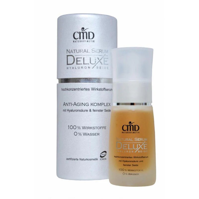CMD NATURKOSMETIK Natural Serum Deluxe mit Hyaluron & Seide – Dieses Serum enthält einen wirkungsvollen Hyaluronsäure-Komplex mit Sofortwirkung und Depotwirkung. Es vereint feuchtigkeitsspendende, glättende und straffende Eigenschaften., 30ml
