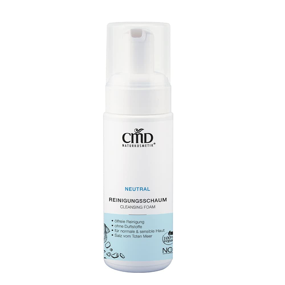 CMD NATURKOSMETIK Neutral Reinigungsschaum – befreit, dank seiner milden Tenside, die Haut sanft von Schmutzpartikeln, Make-up Rückständen und Talg., 150ml