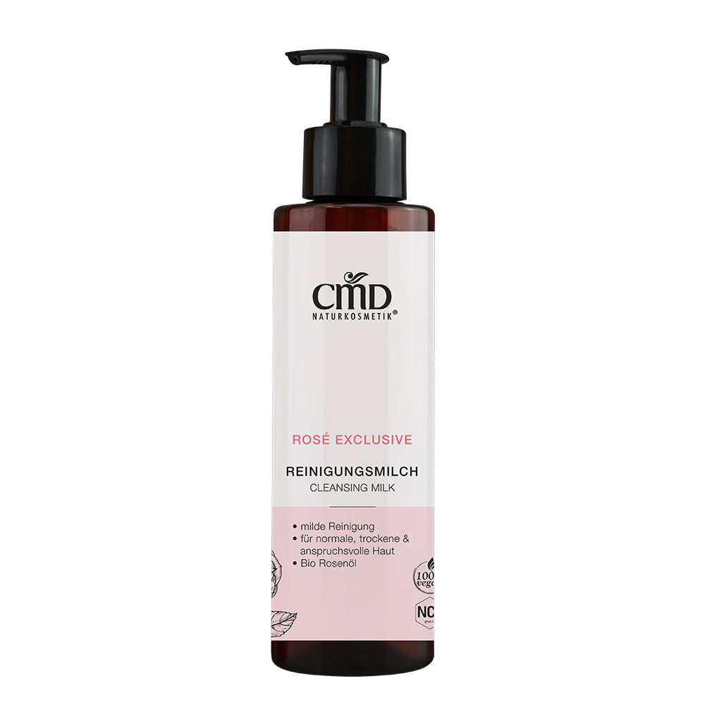 CMD NATURKOSMETIK Rosé Exclusive Reinigungsmilch – entfernt schonend Make-Up-Rückstände, ohne der Haut Feuchtigkeit zu entziehen., 200ml