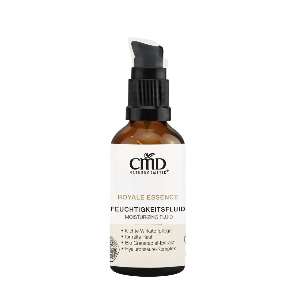 CMD NATURKOSMETIK Royale Essence Feuchtigkeitsfluid – Antioxidantien statten die Haut mit einem Schutzschild gegen vorzeitige Hautalterung aus., 50ml