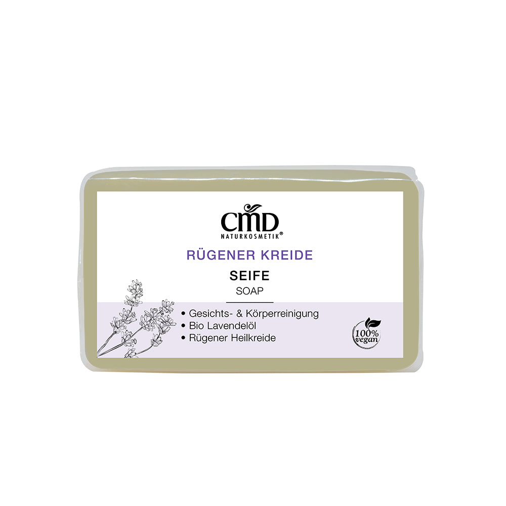 CMD NATURKOSMETIK Rügener Kreide Seife –  reinigt mild und hilft, den natürlichen Feuchtigkeitsgehalt der Haut zu bewahren. , 100gr.