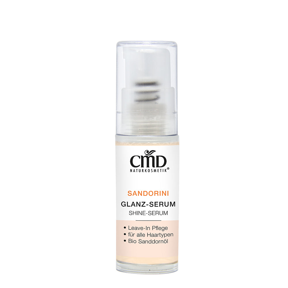 CMD NATURKOSMETIK Sandorini Glanz-Serum – für jedes Haar geeignet und sorgt für ein strahlendes und gesundes Aussehen der Haare., 5ml