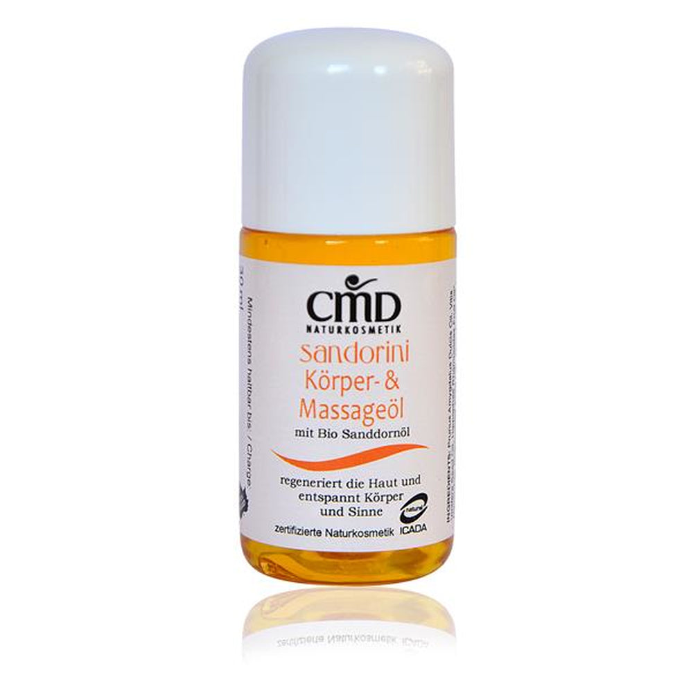 CMD NATURKOSMETIK Sandorini Körper- & Massageöl – eignet sich sehr gut als Massageöl oder als intensive Pflege bei trockener Haut oder nach dem Sonnenbad., 30ml