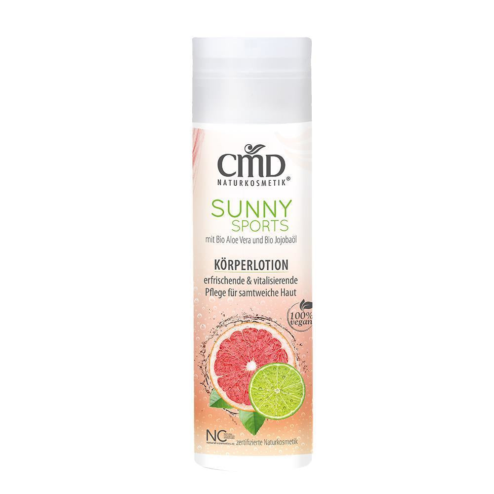 CMD NATURKOSMETIK Sunny Sports Körperlotion – Die wohltuende Formel aus Bio Aloe Vera, Bio Jojobaöl und Mangobutter regeneriert und beruhigt Deine Haut, 200ml