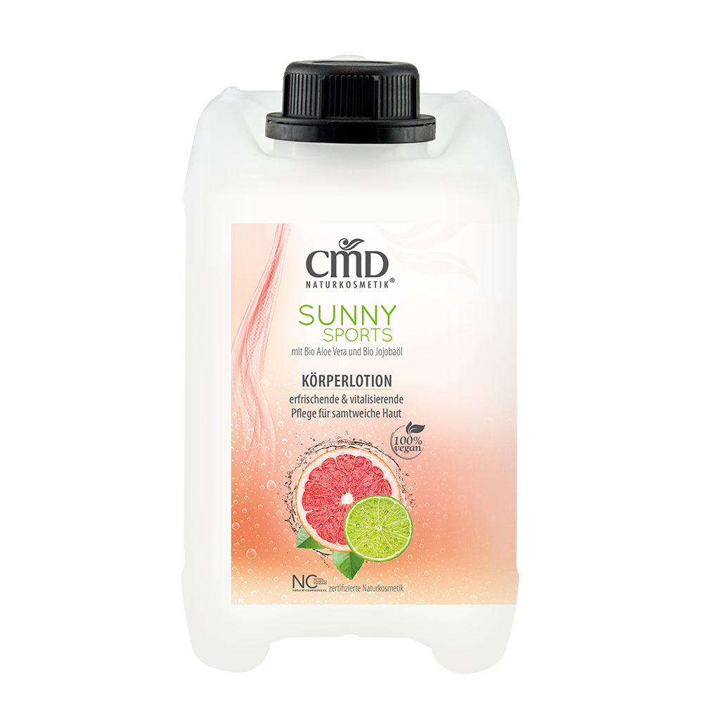 CMD NATURKOSMETIK Sunny Sports Körperlotion Kanister – spendet Deiner Haut Feuchtigkeit und Pflege, ohne einen Fettfilm zu hinterlassen., 2,5 Liter