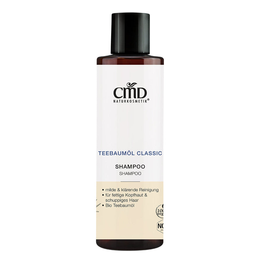 CMD NATURKOSMETIK Teebaumöl Classic Shampoo – mit Bio Teebaumöl, ist besonders ergiebig und für fettige Haare sowie bei Schuppen geeignet., 200ml