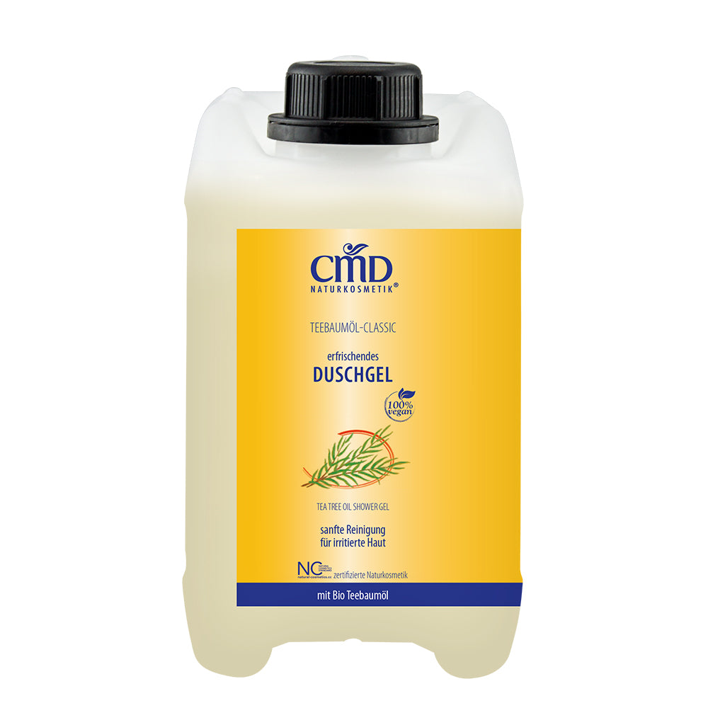 CMD NATURKOSMETIK Teebaumöl Duschgel Kanister – sehr erfrischend und gibt fettiger oder schuppiger Haut die Pflege, die sie benötigt., 2,5 Liter