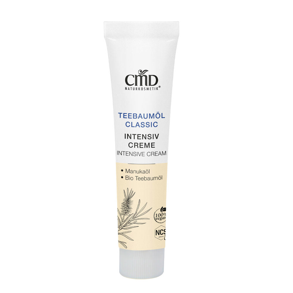 CMD NATURKOSMETIK Teebaumöl Intensivcreme – hochwirksame Pflege bei Hautreizungen, Pickeln und zu Akne neigender Haut., 10ml, Tube